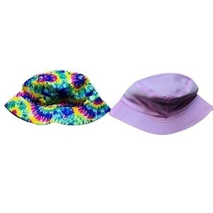 2 Reversible bucket hats tie dye both side and other pink and black other side